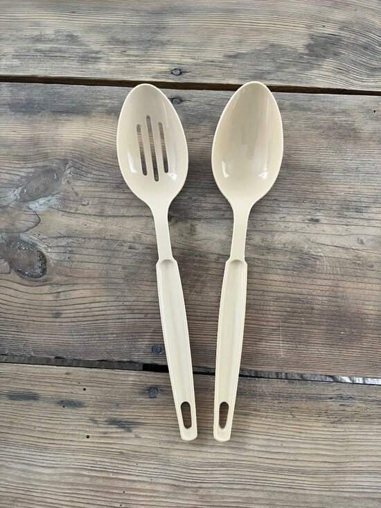 Ekco Other - VTG 80s Ekco Serving Spoons Set of 2 Slotted/No slotted Almond Nylon Plastic